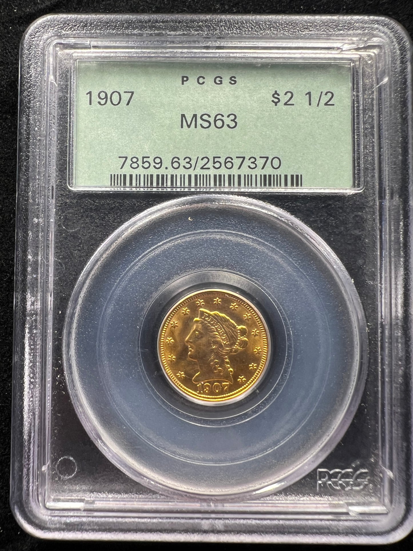 1907 $2.50 Liberty Quarter Eagle, PCGS MS63 OGH