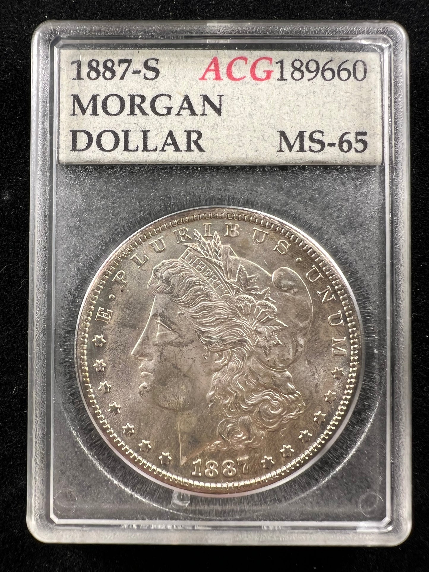 1887-S $1 Morgan Dollar Accugrade MS65